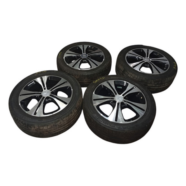 Jogo Roda Pneu Bom Mercedes C180 2014 2015 215 50 17 Prata
